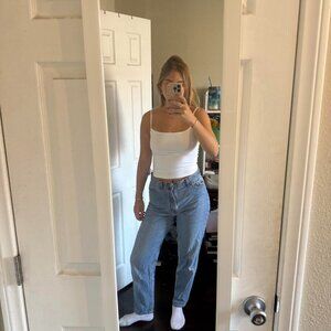 Women's Blue and White Jeans